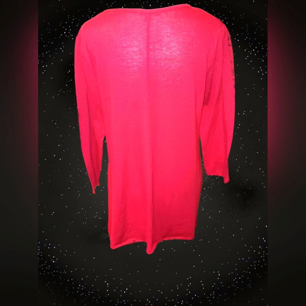 Elegant Red Floral Women's Top - Picture 2 of 2